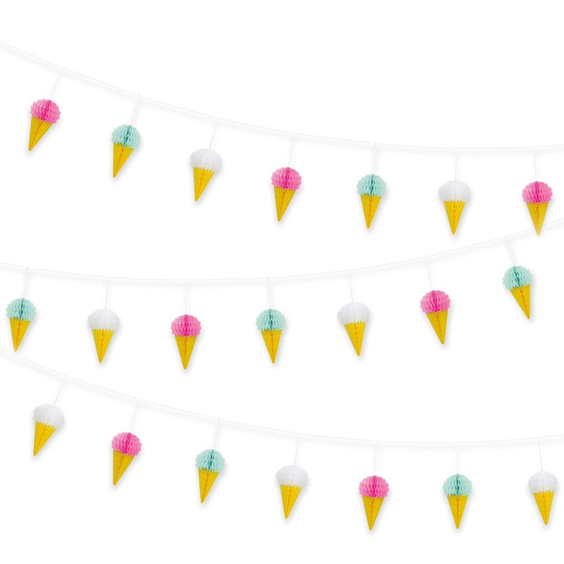 Multicolor Honeycomb Ice Cream Garland (213cm) 1 Piece - Party Decoration with Premium Design, Perfect for Celebrations & Home Decor